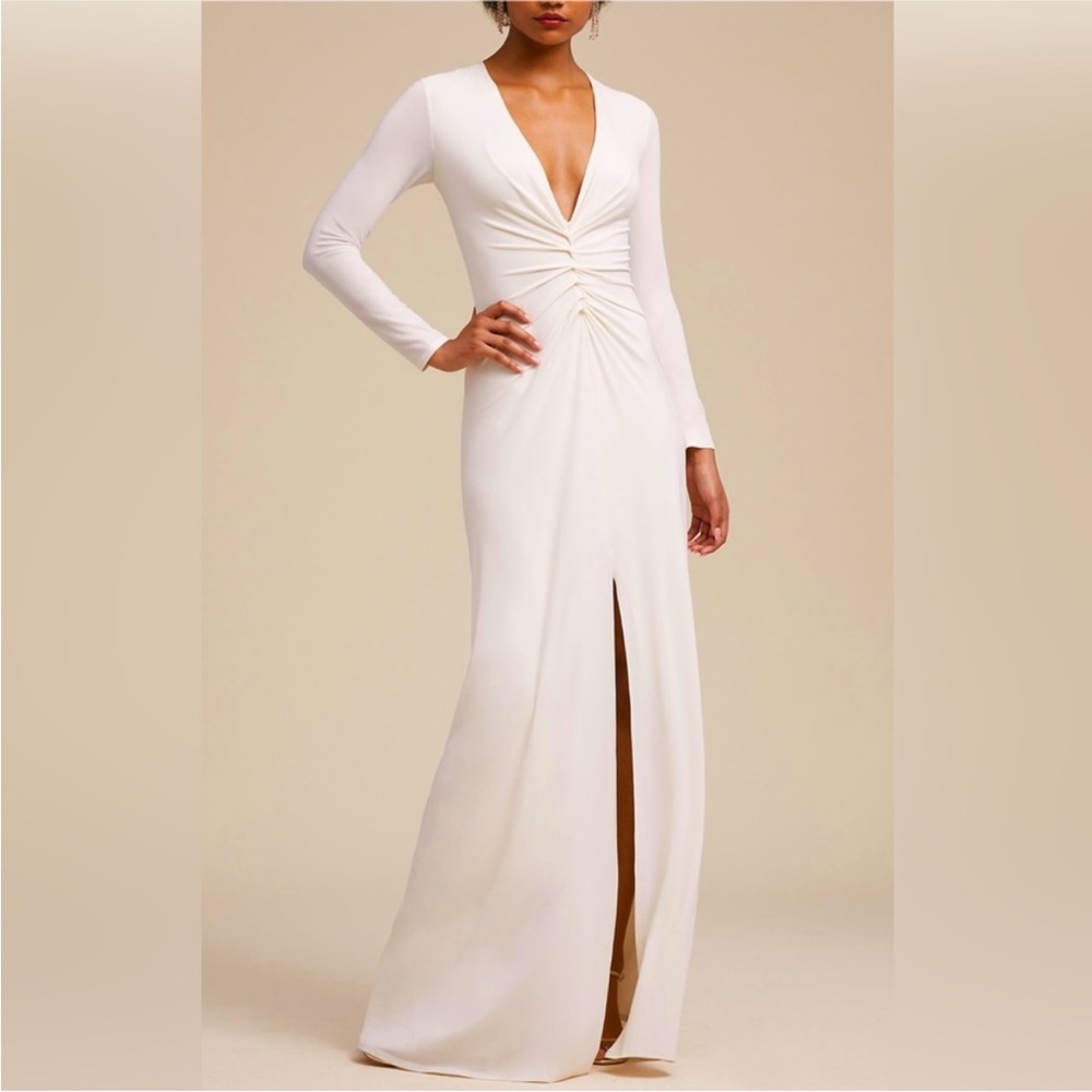 BHLDN X Halston Heritage V-neck Ruched Jersey Gown